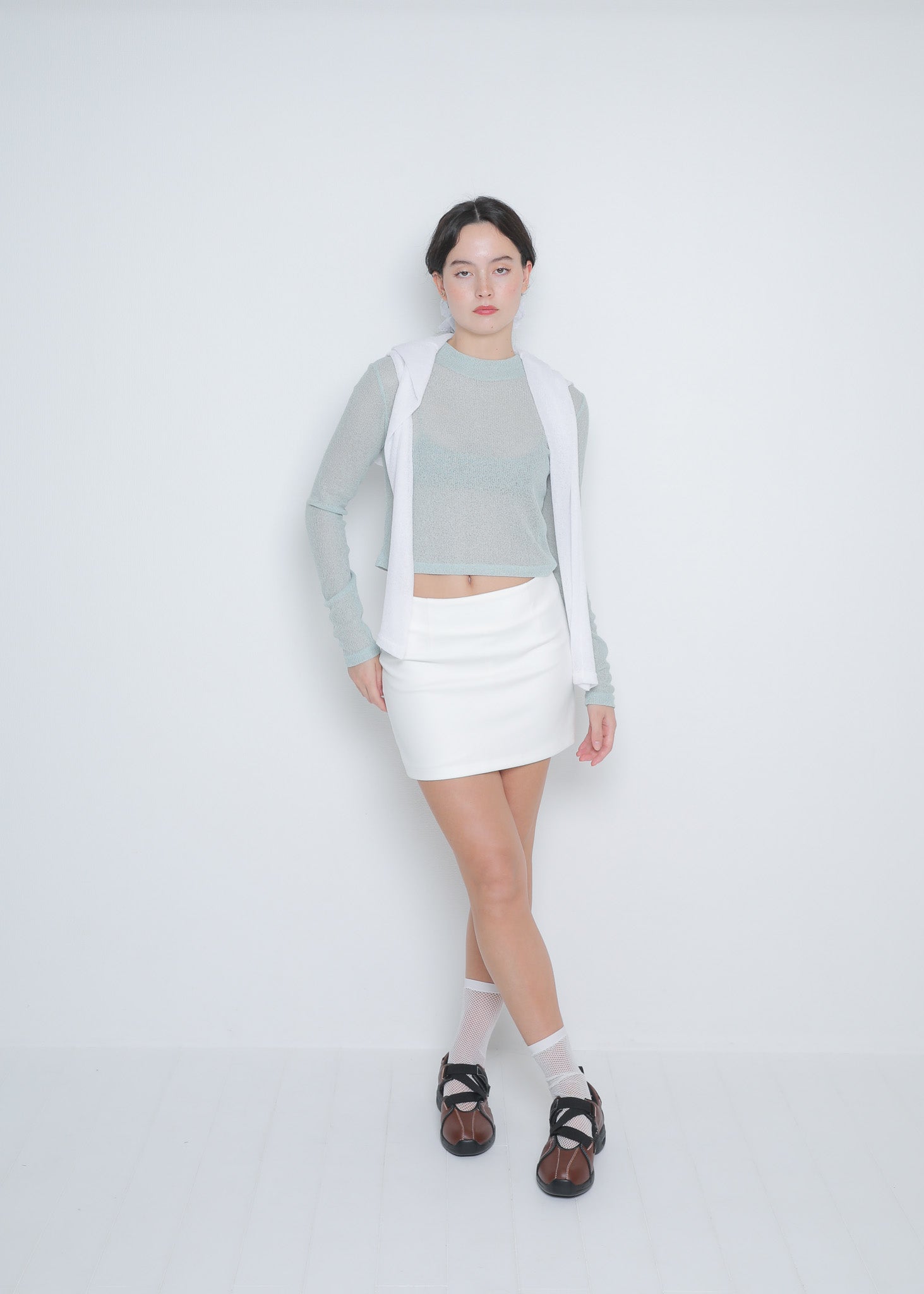 Molly see-through long sleeve knit top