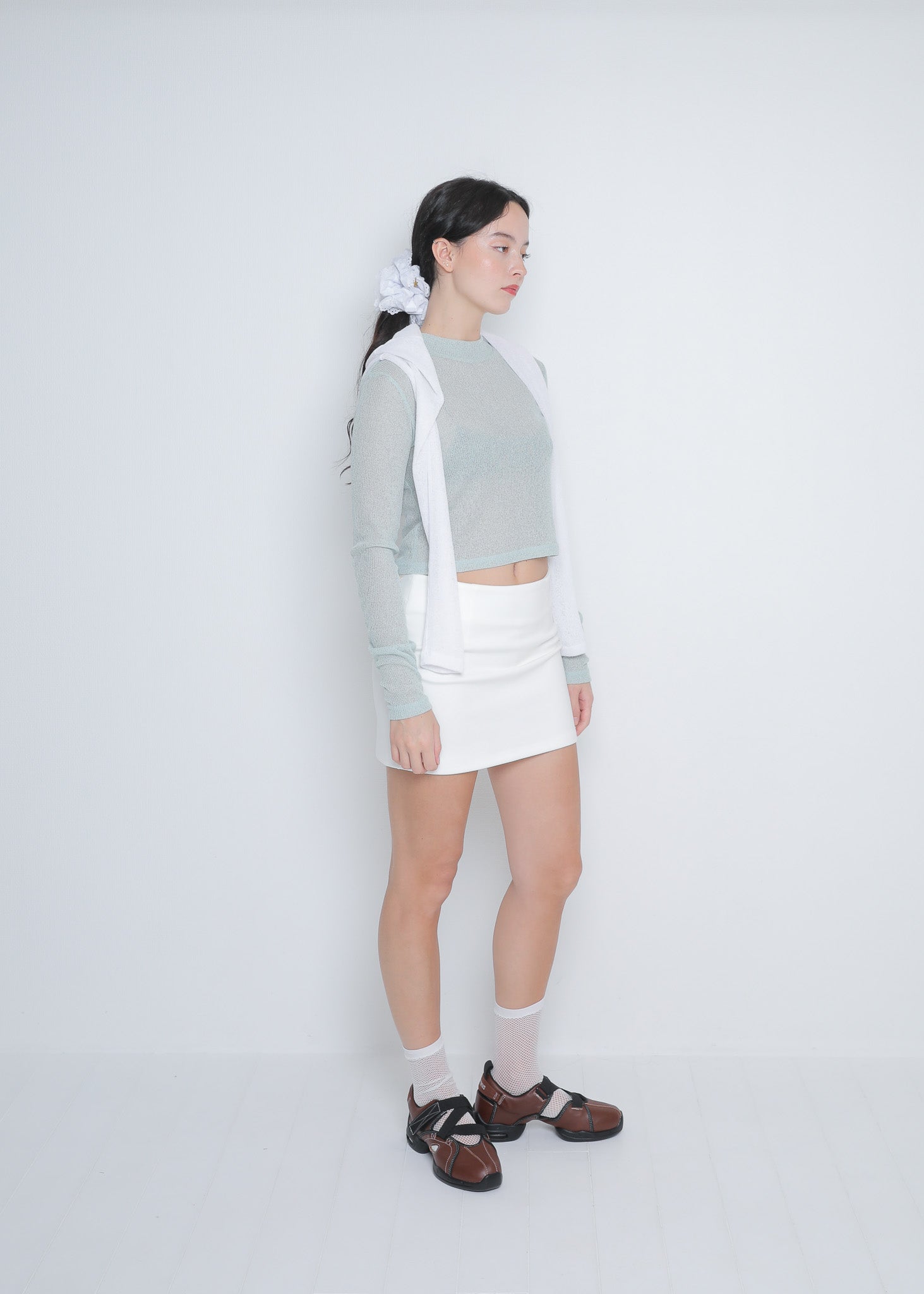 Molly see-through long sleeve knit top