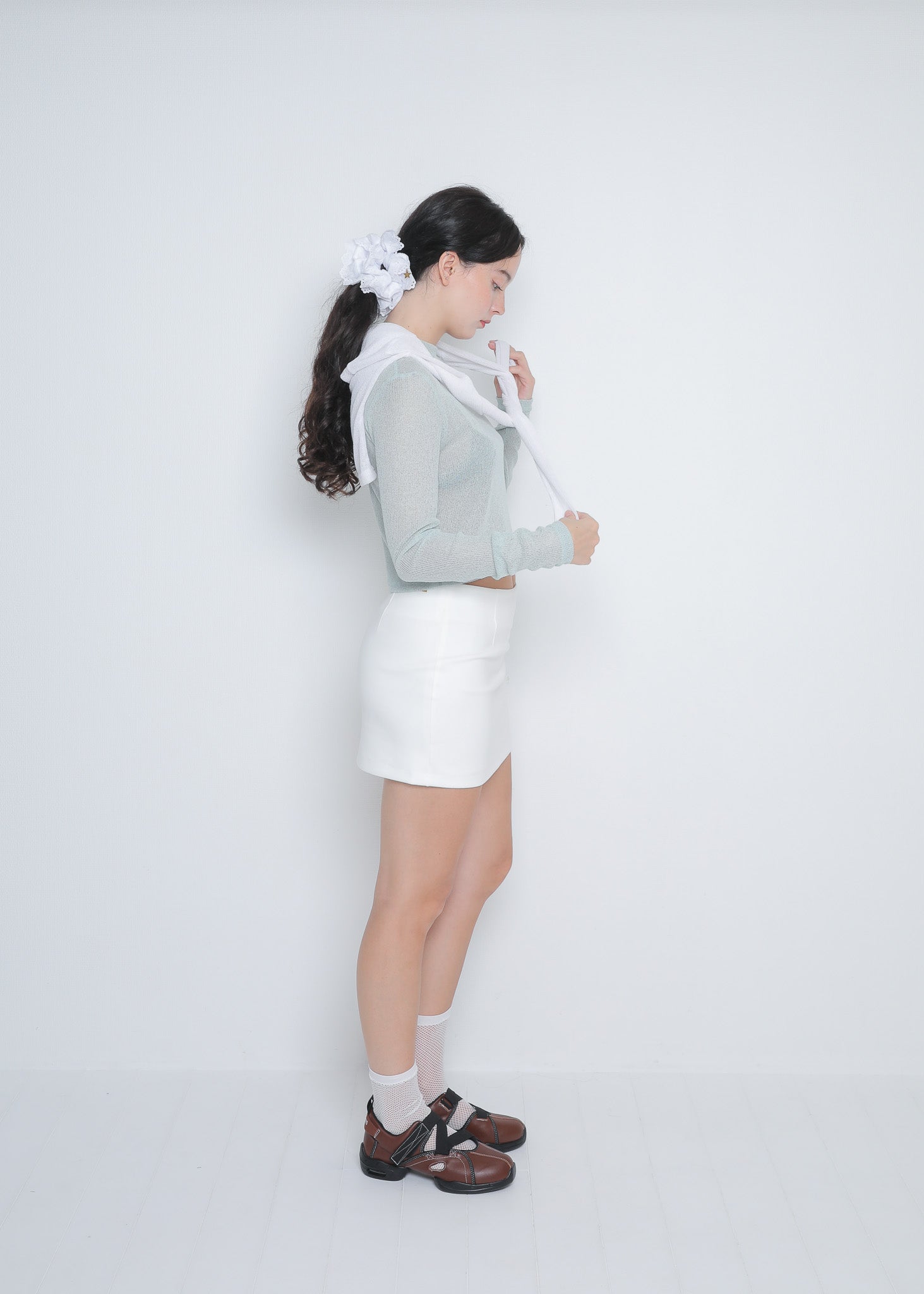 Molly see-through long sleeve knit top
