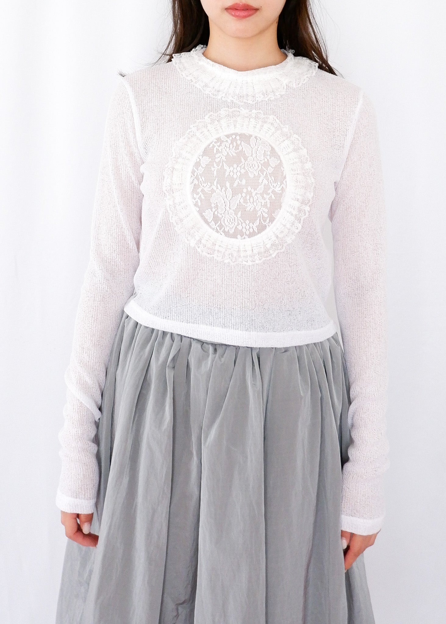 Molly see-through long sleeve knit top by Lina