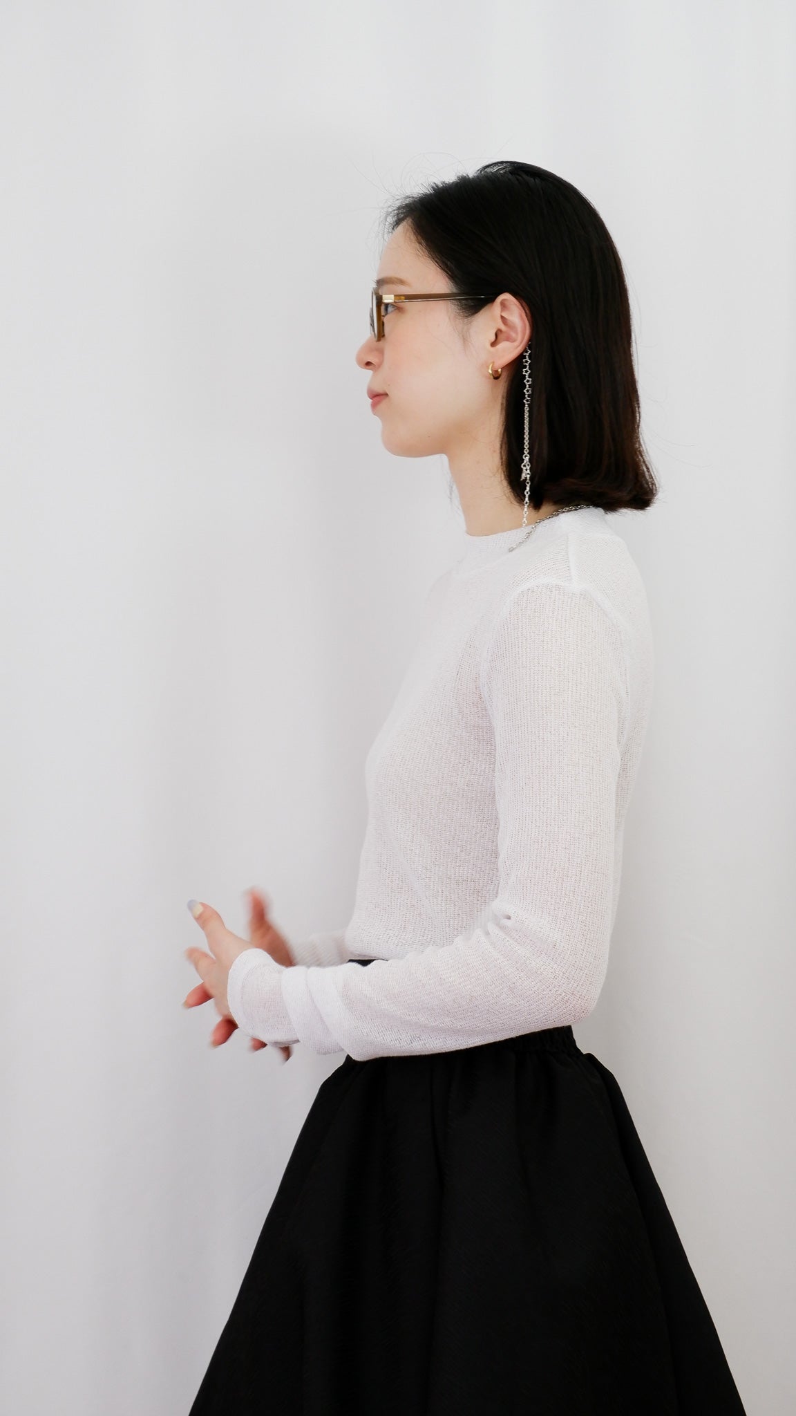 Molly see-through long sleeve knit top