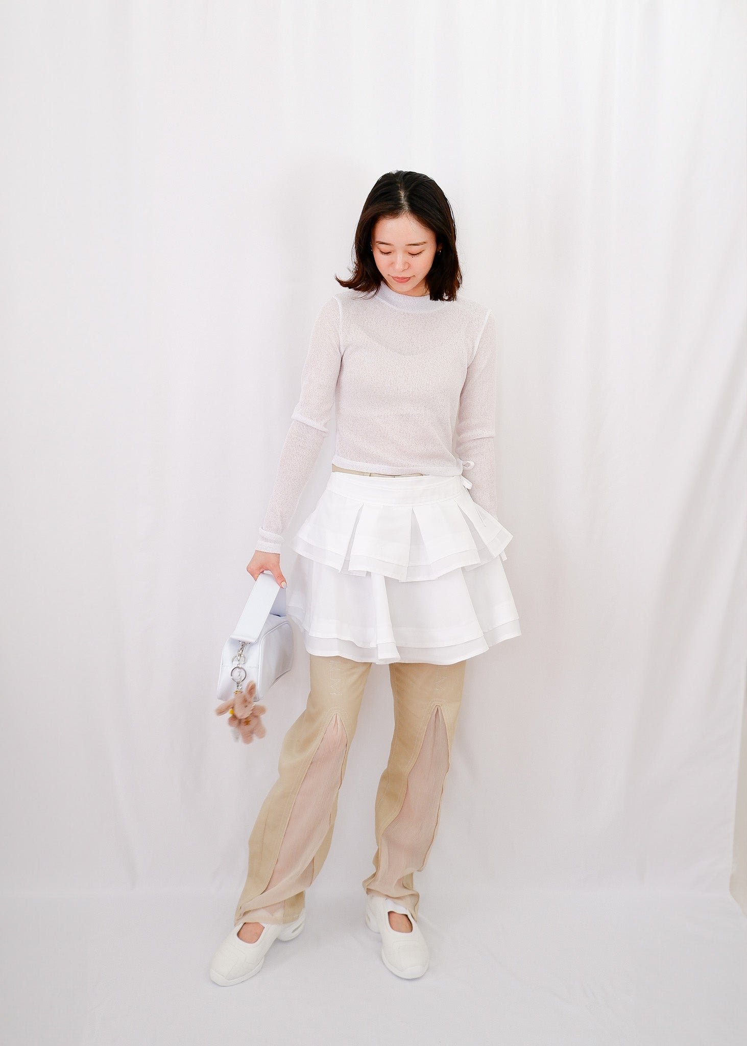 Molly see-through long sleeve knit top