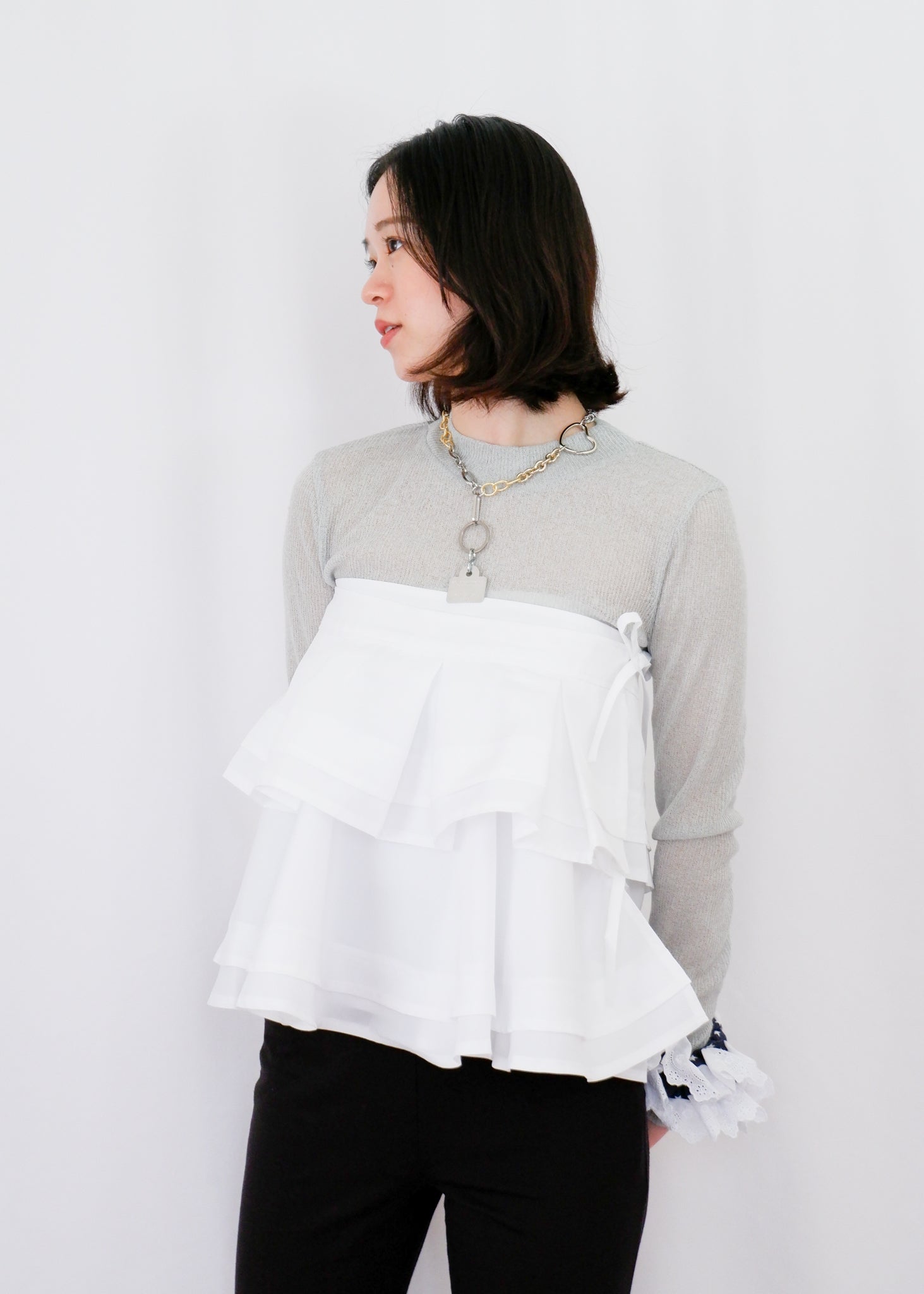 Molly see-through long sleeve knit top