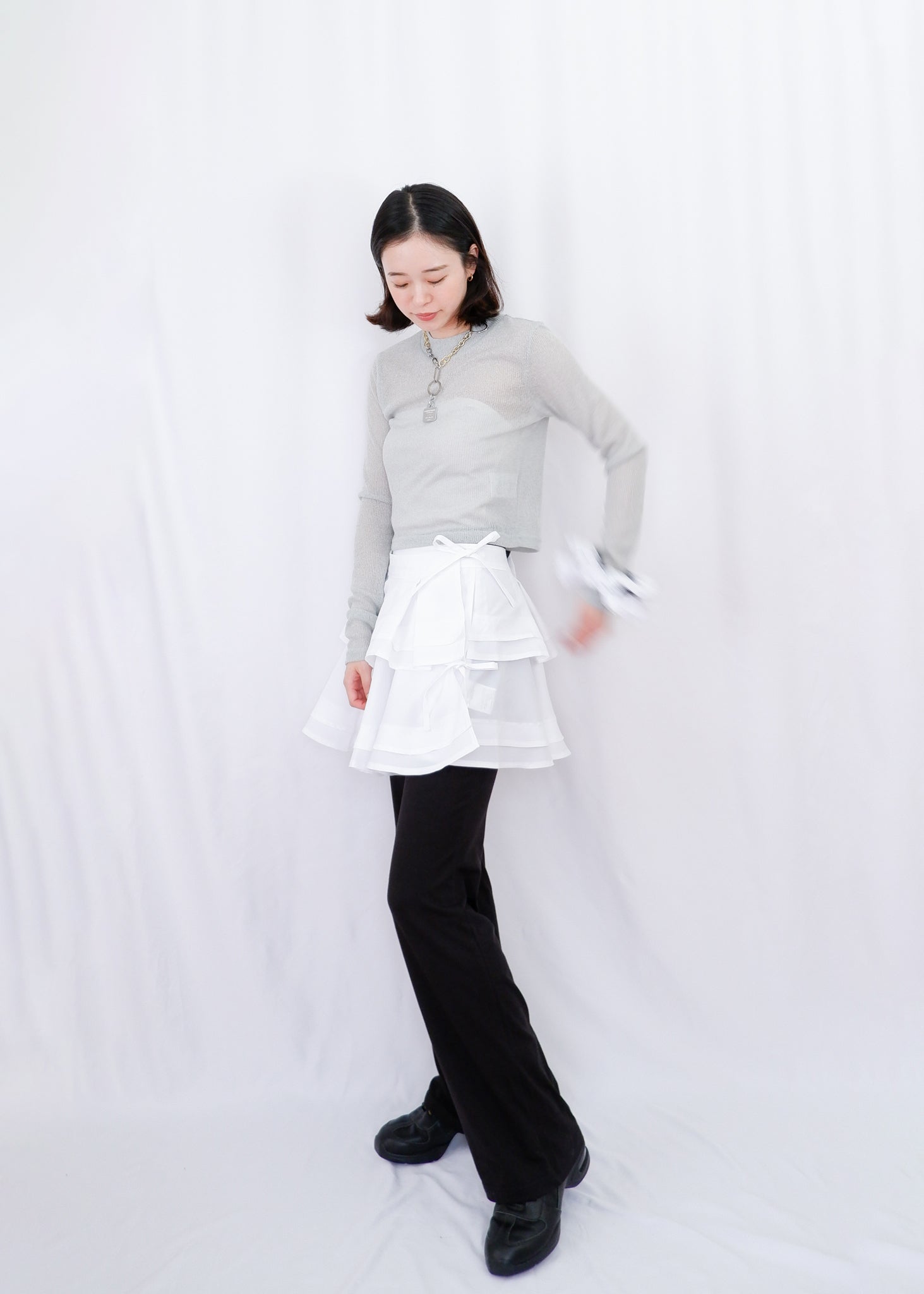 Molly see-through long sleeve knit top