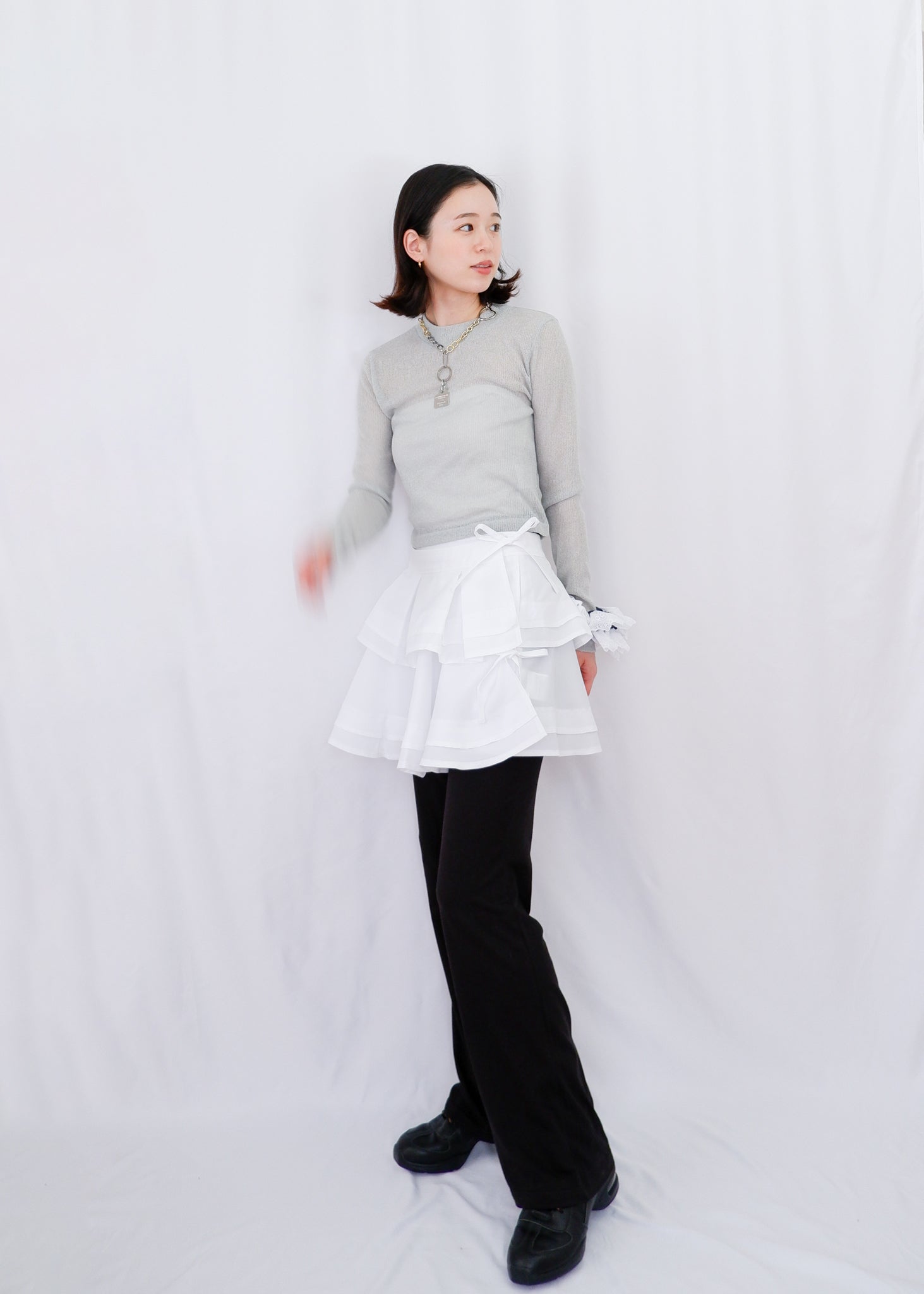 Molly see-through long sleeve knit top