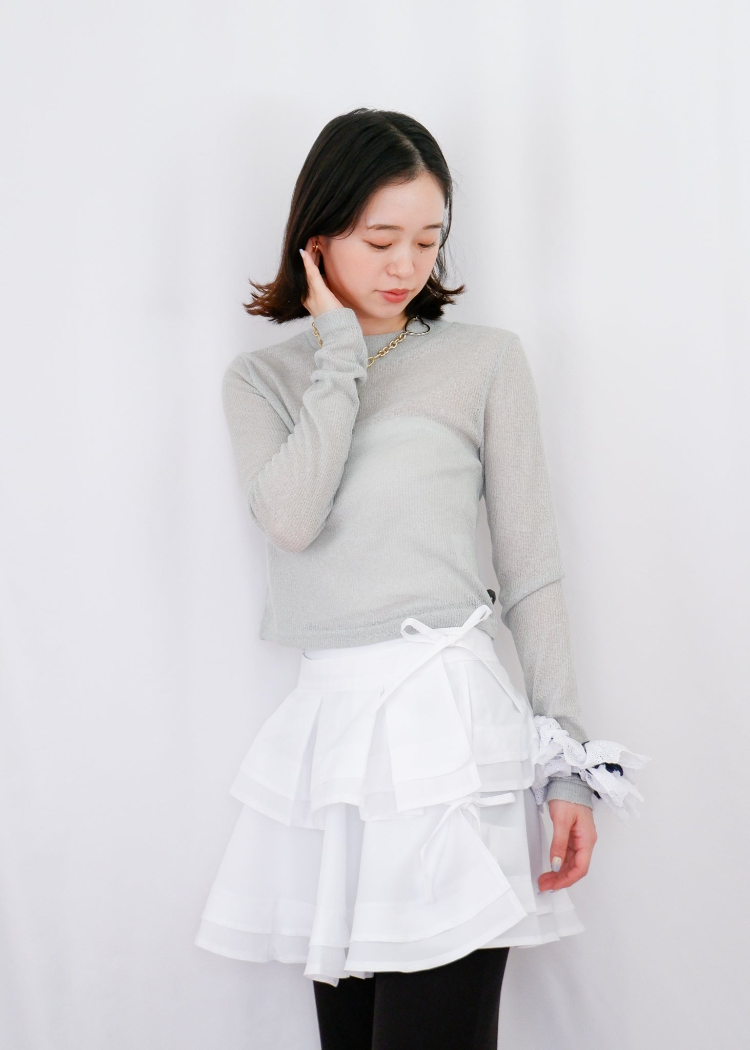 Molly see-through long sleeve knit top