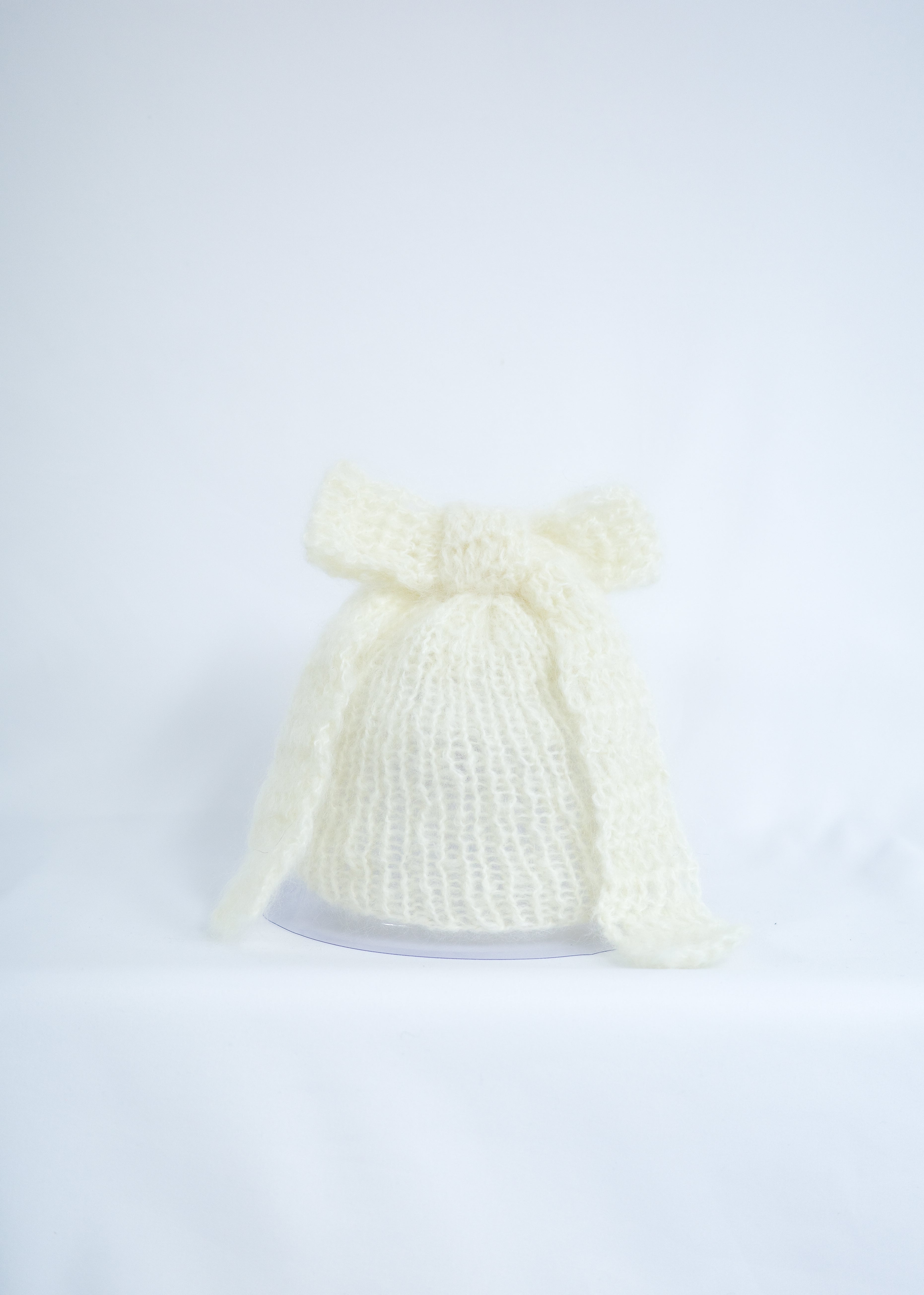 Mohair bow knit hat