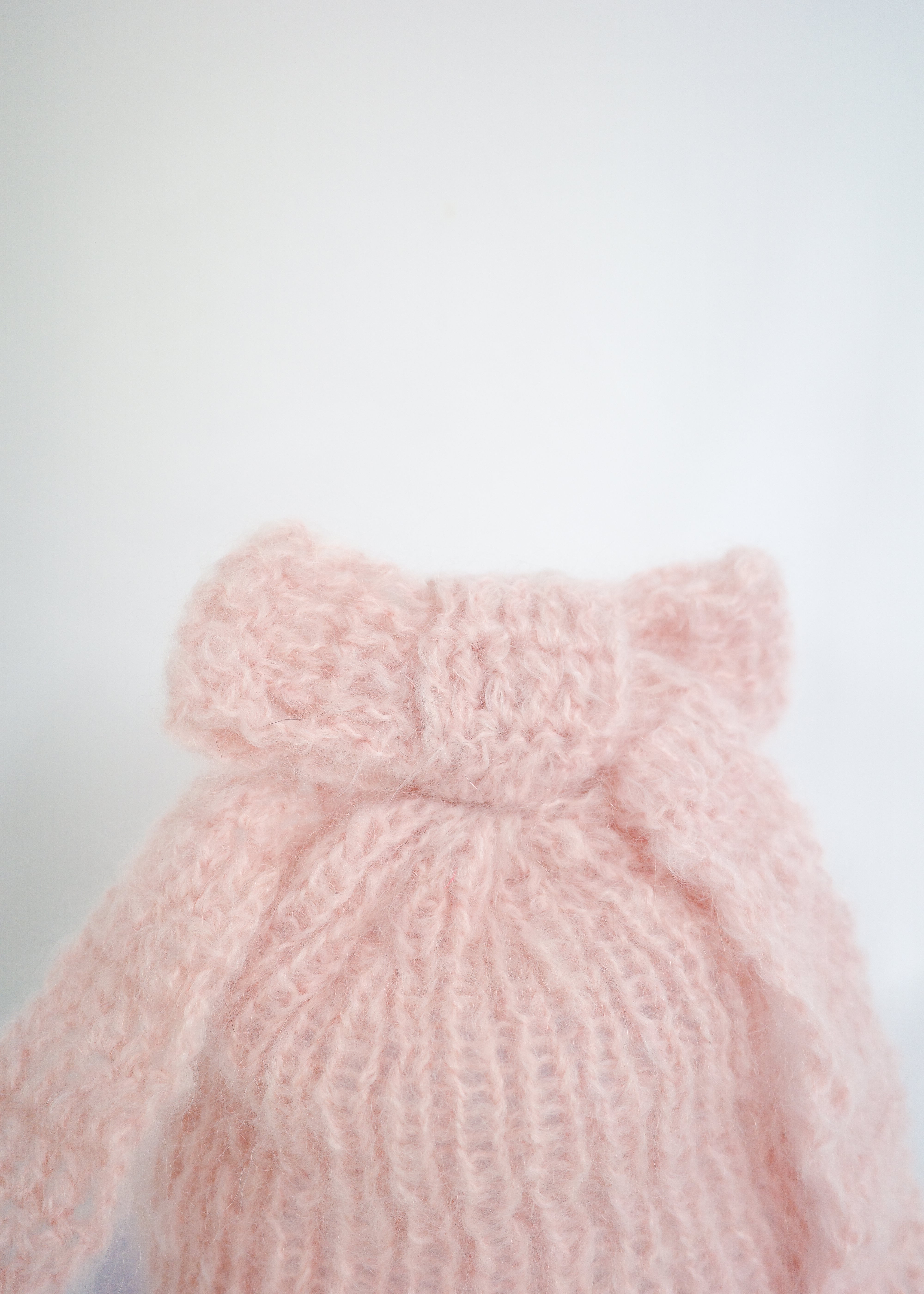 Mohair bow knit hat