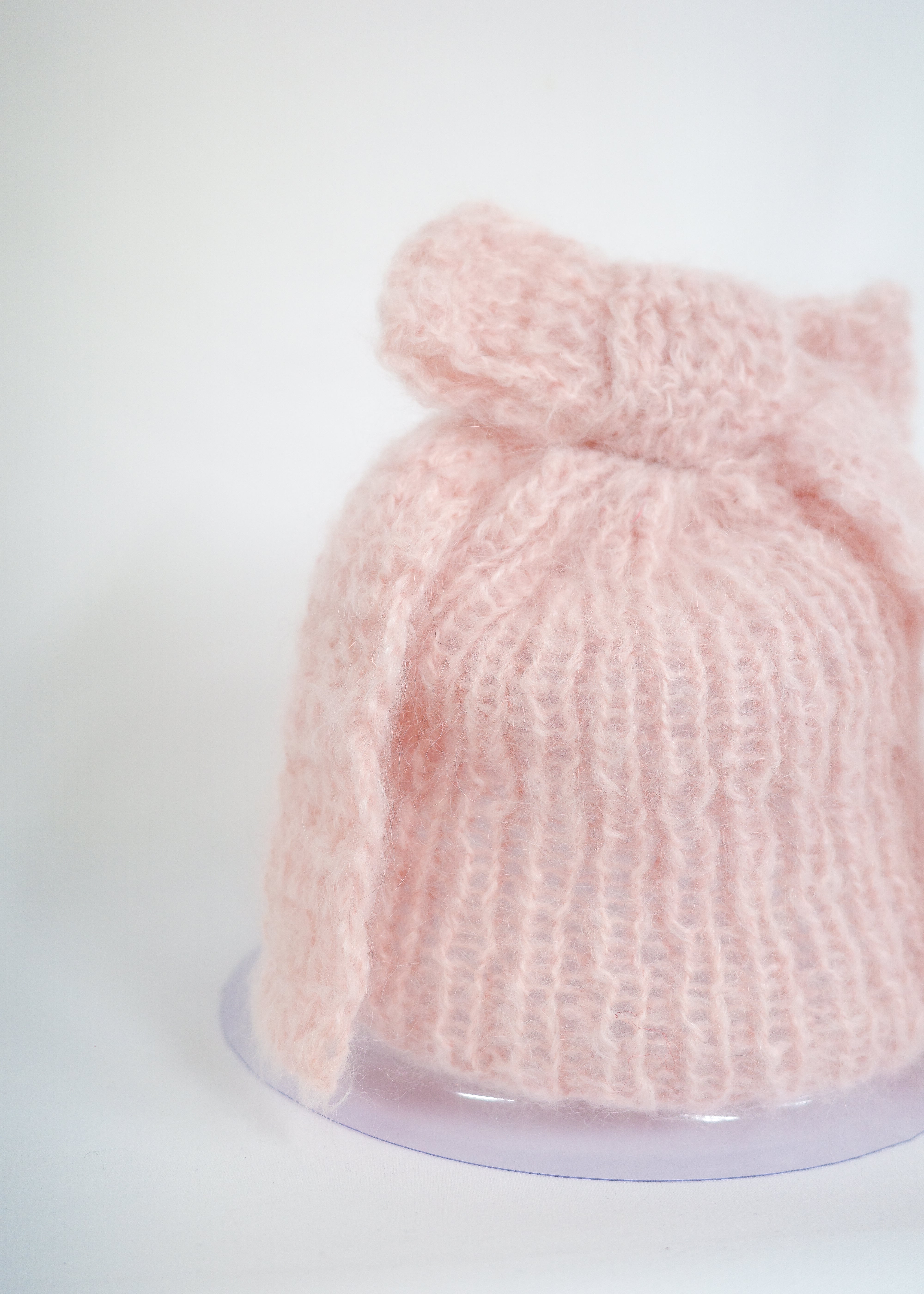 Mohair bow knit hat