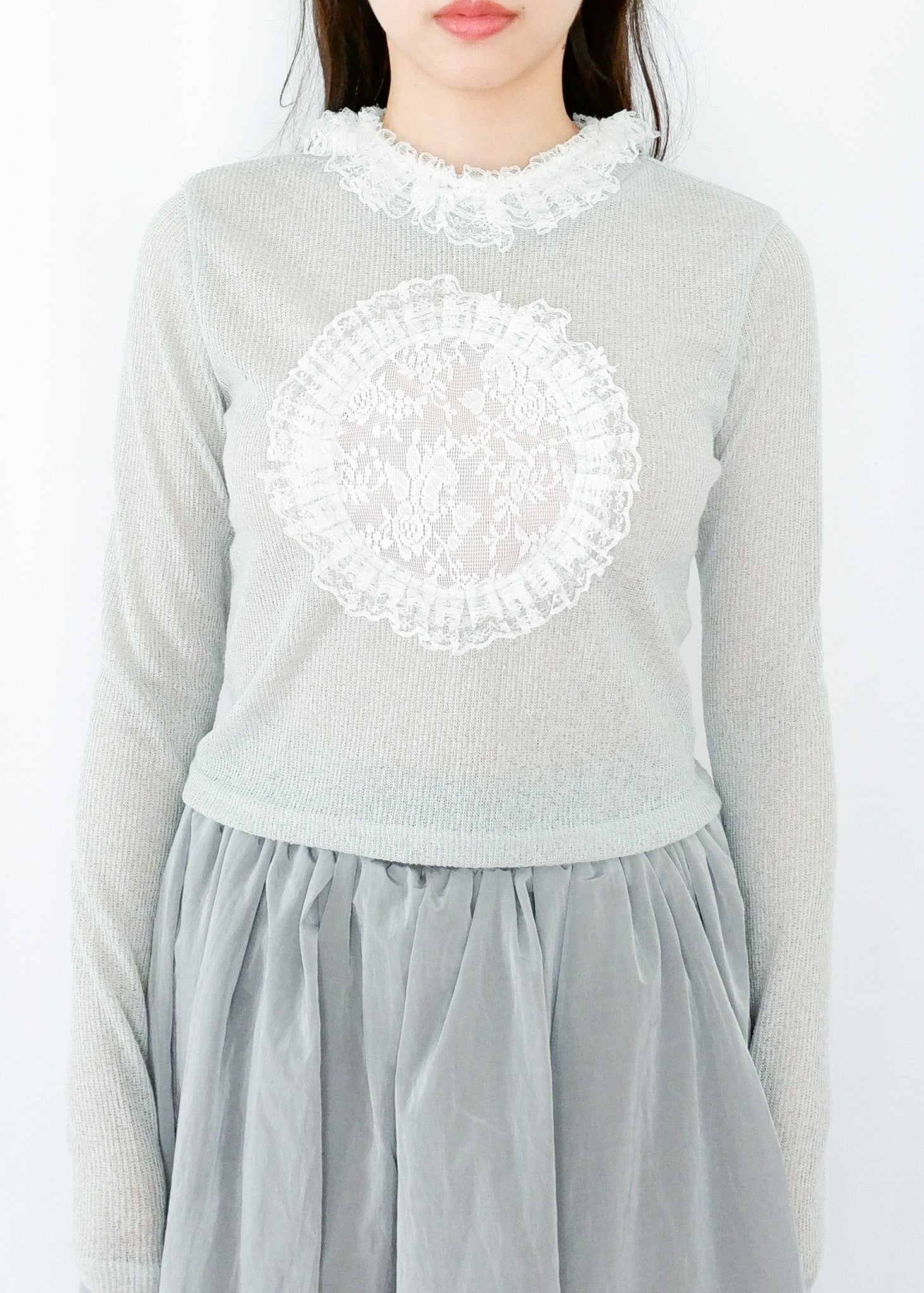 Molly see-through long sleeve knit top by Lina
