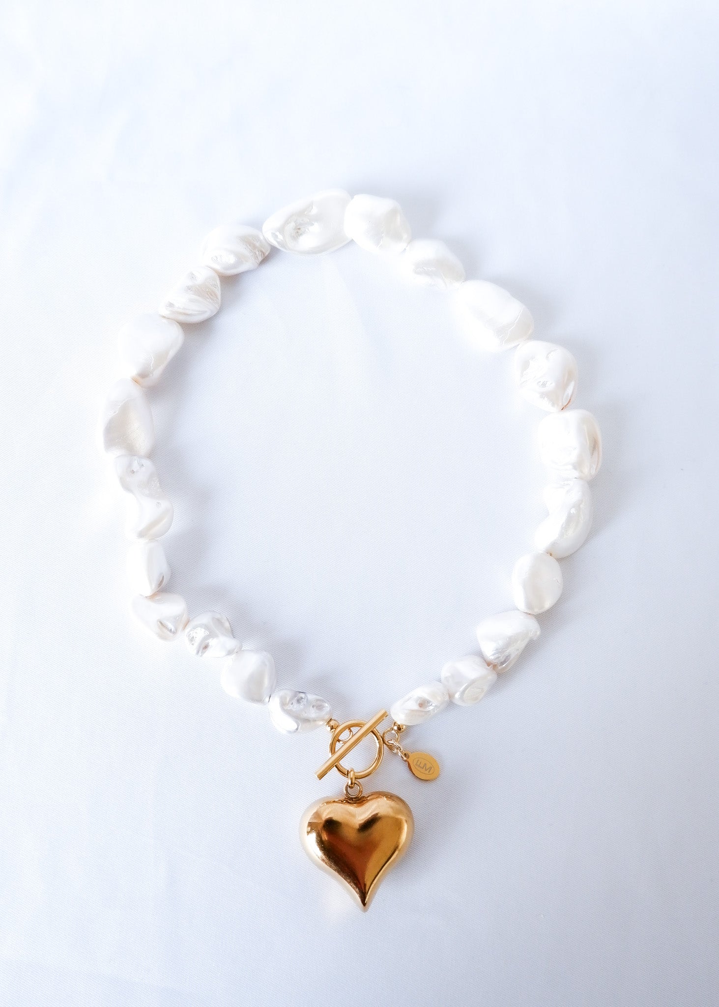 【SALE】Melted Pearl Sculpture Necklace with heart