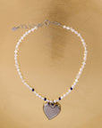 【SALE】HEART NECKLACE PEARL (e)