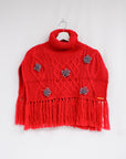 FM knit flower poncho