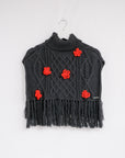 FM knit flower poncho