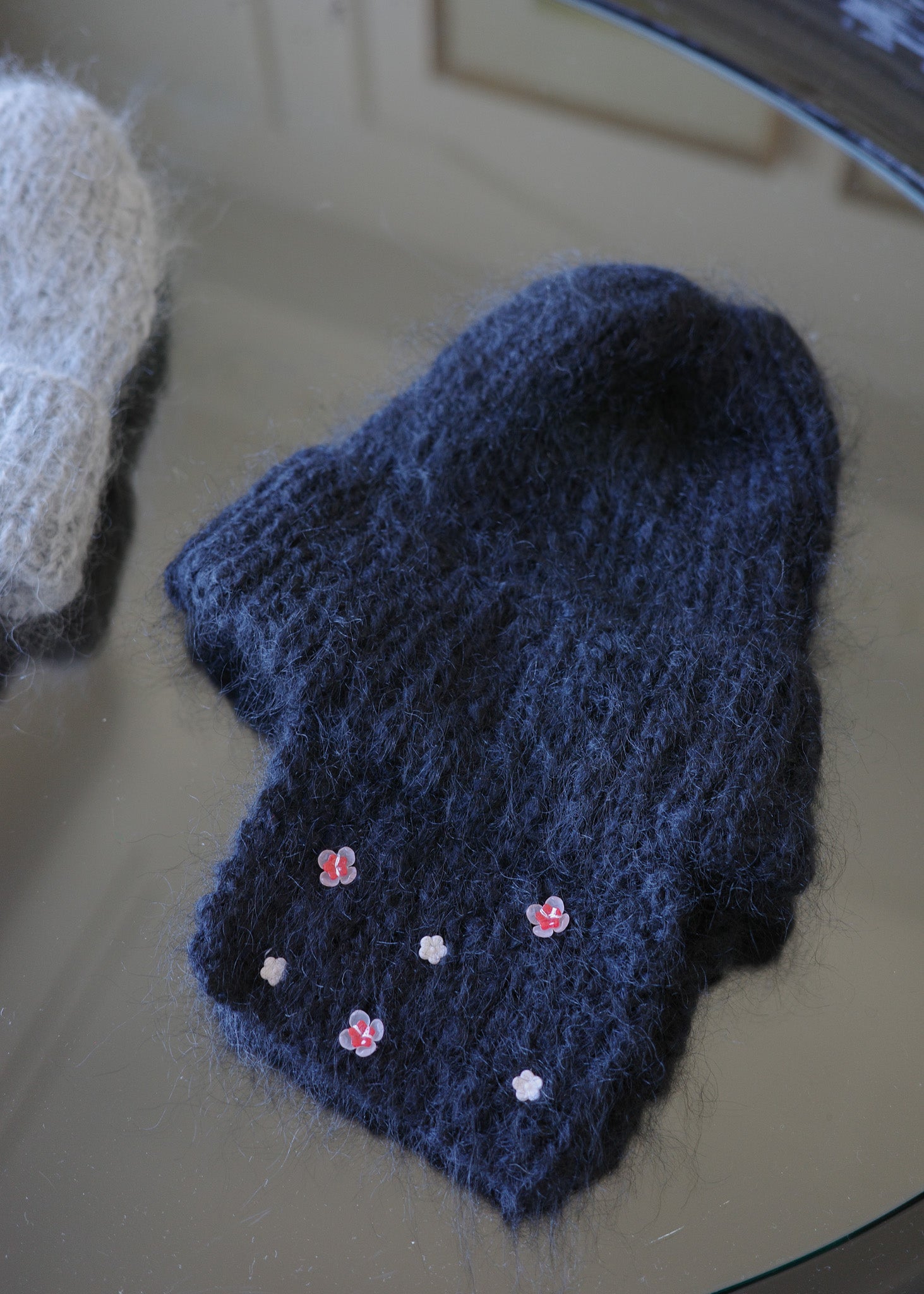 Mohair flying cap |FLOWER  BEADS