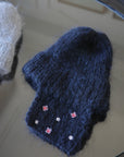 Mohair flying cap |FLOWER  BEADS