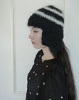 Mohair flying cap |FLOWER  BEADS