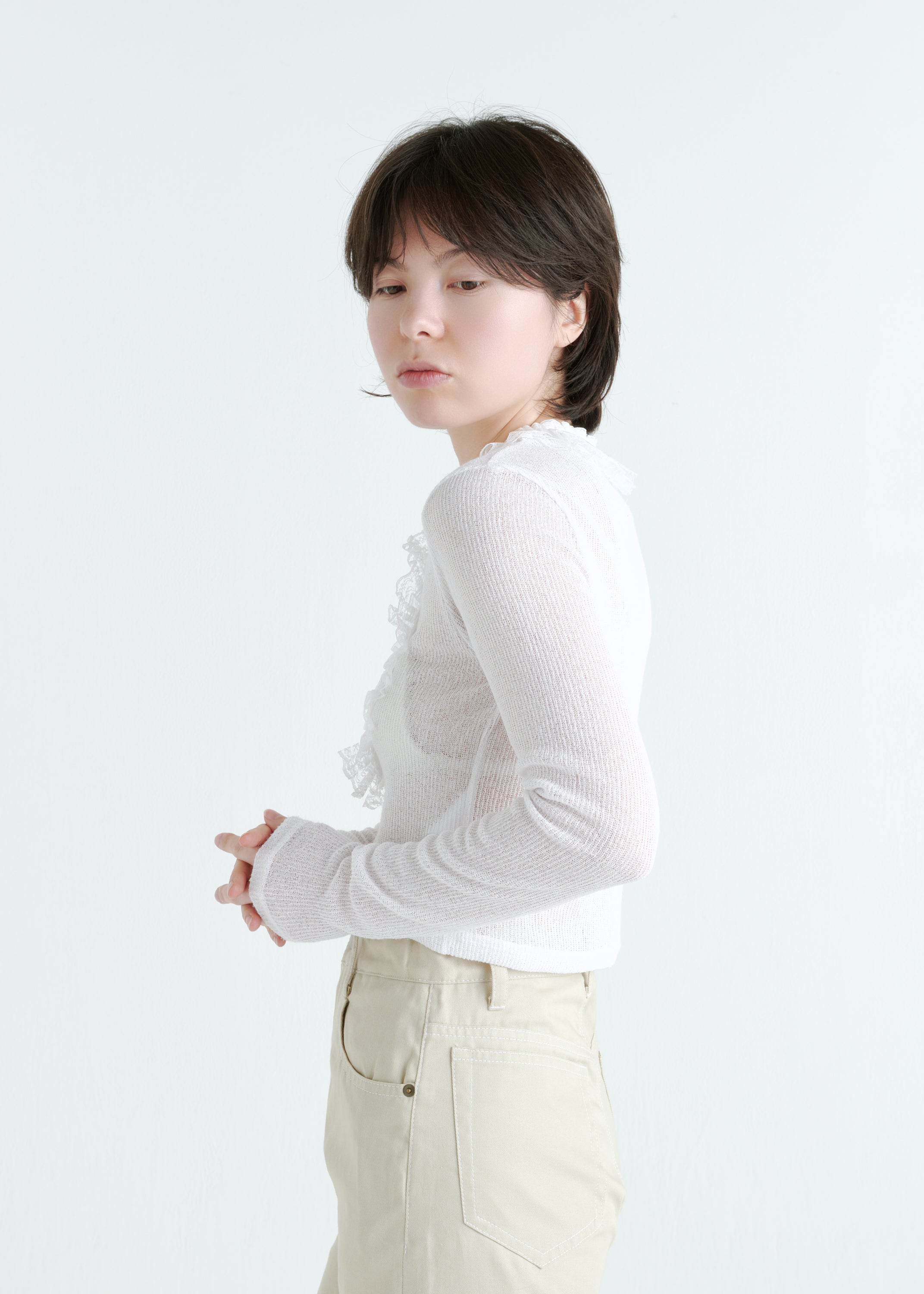 Molly see-through long sleeve knit top by Lina
