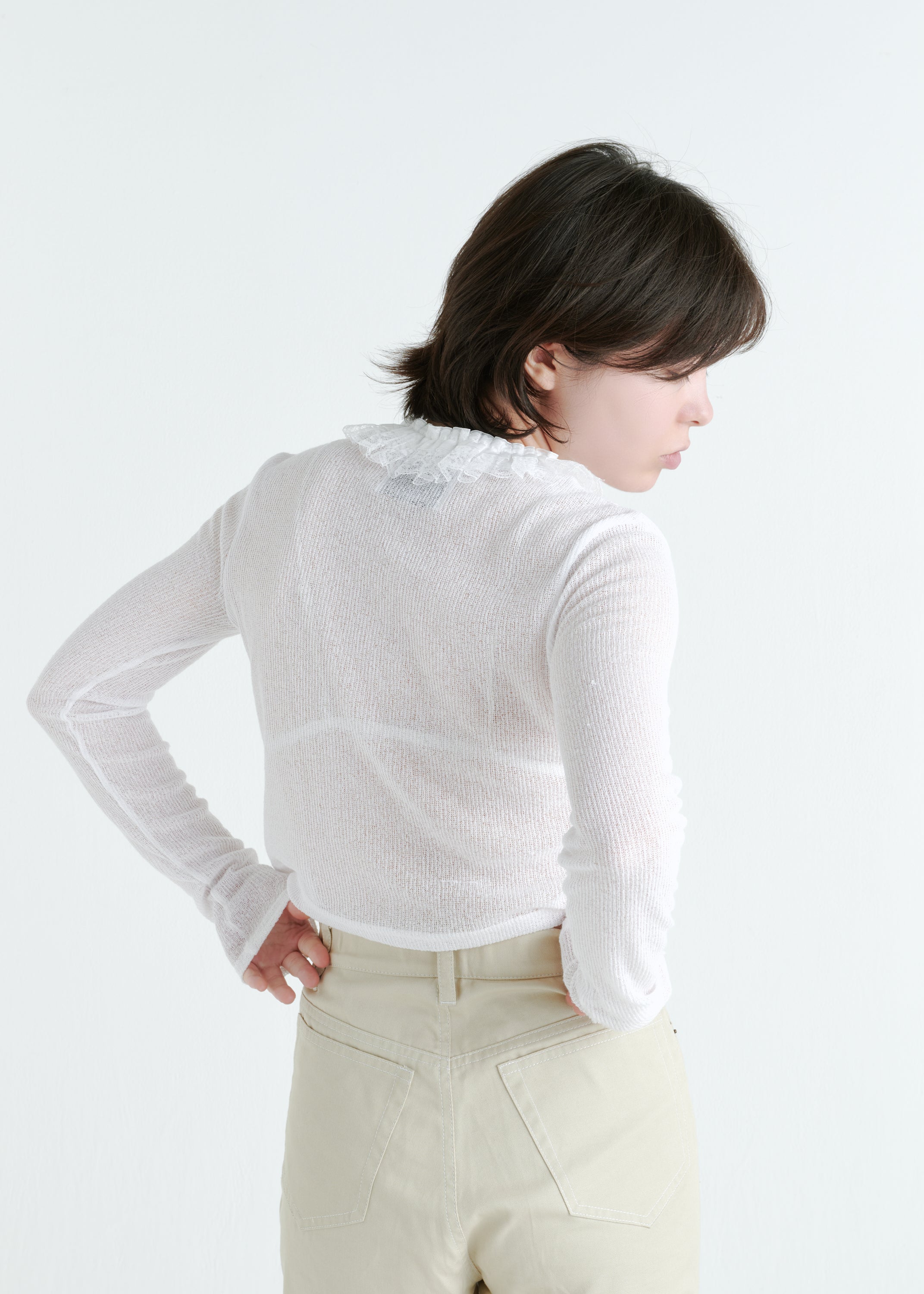 Molly see-through long sleeve knit top by Lina